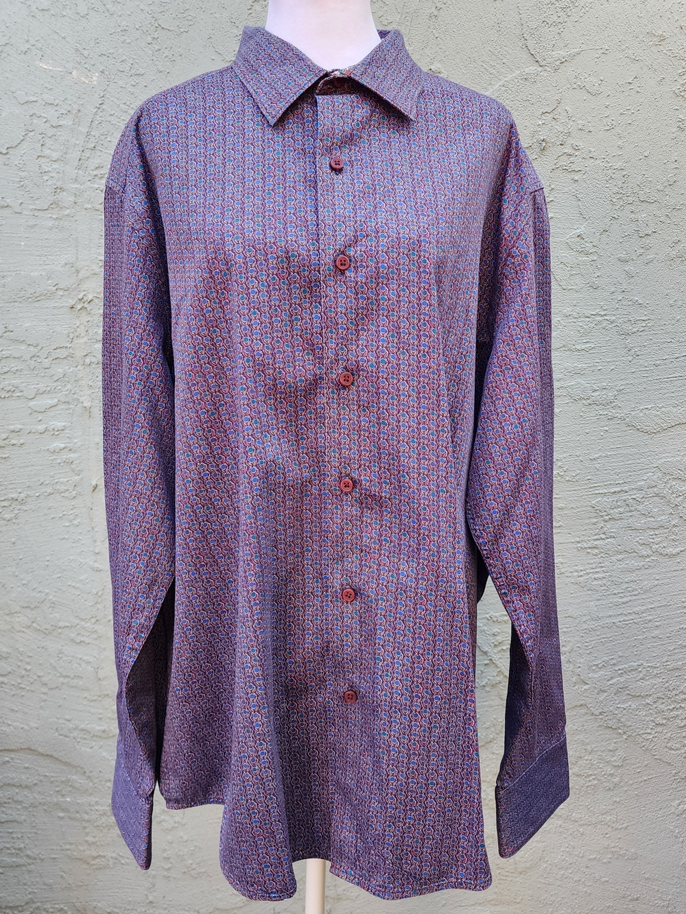Robert Graham Classic Fit 2XL Paisley Shirt Hidden Skull Rose Embroidery